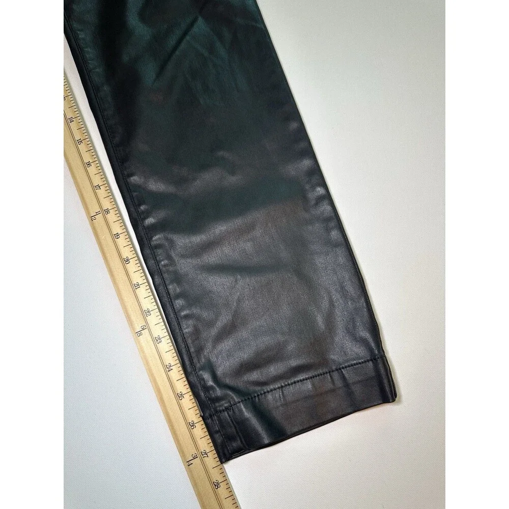 Kut from the Kloth Faux Black‎ Leather Reese Ankle Straight Pants City Women 8